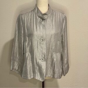 Ruby Rd. Silver Shimmer Button-Up Jacket Size 12